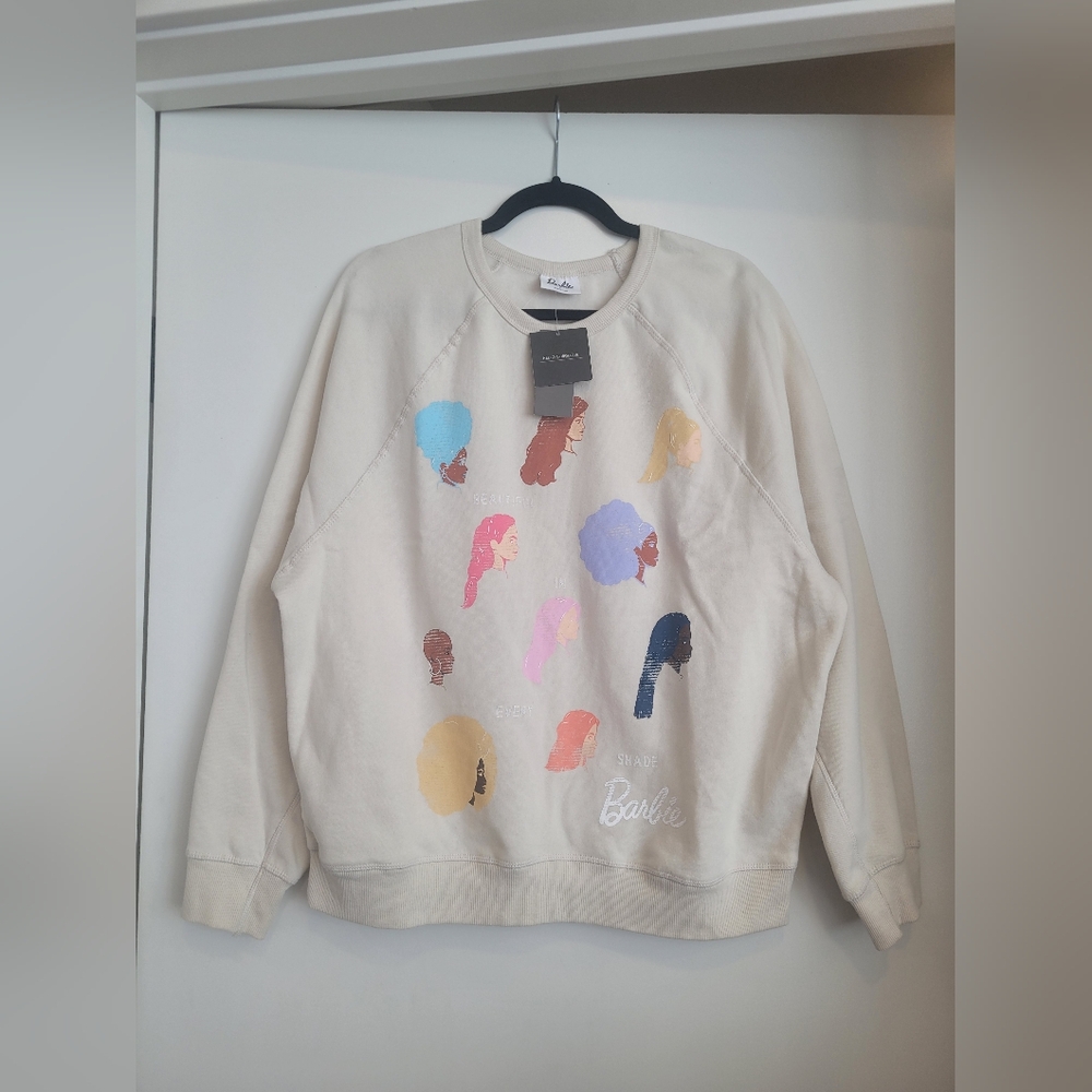Barbie x Grayson Threads Cream Crewneck Sweatshirt Size Large